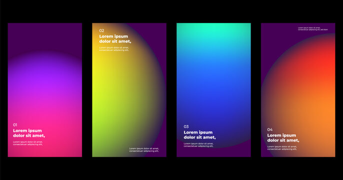 Abstract Vibrant Gradient Aura Poster Template Set, Modern Fluid Sphere Colorful Cover Layout Bundle