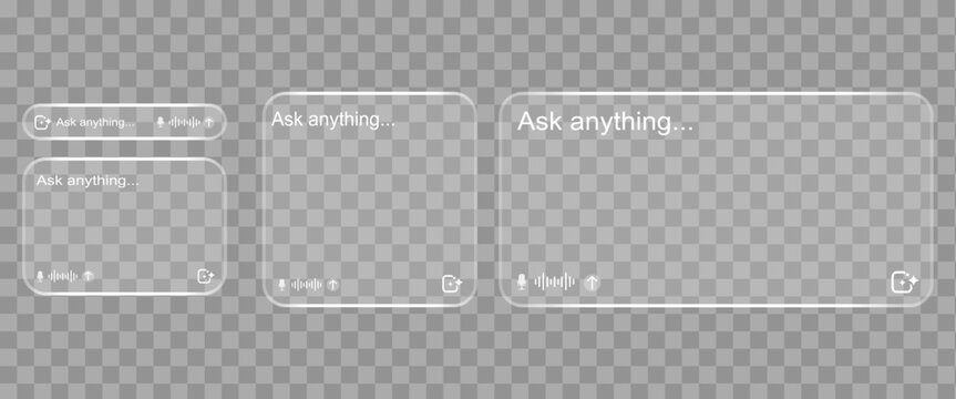 AI search bar template for web interface design. Clean minimalist chat box with input field and audio icon for virtual assistant software and digital communication