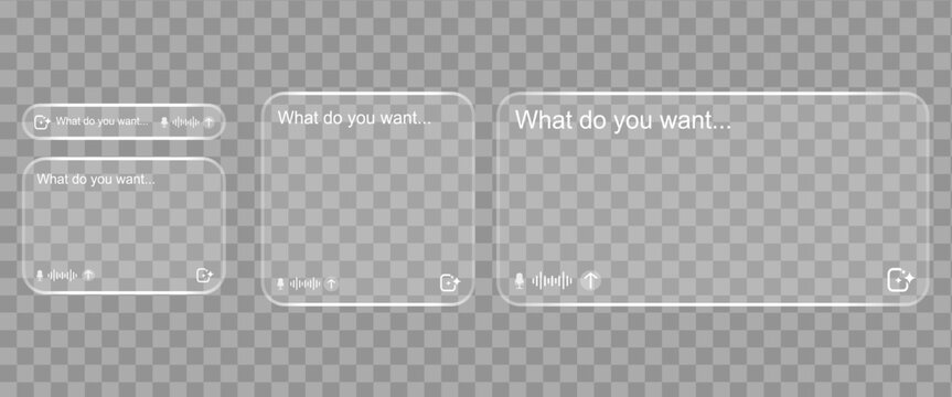AI search bar template for web interface design. Clean minimalist chat box with input field and audio icon for virtual assistant software and digital communication