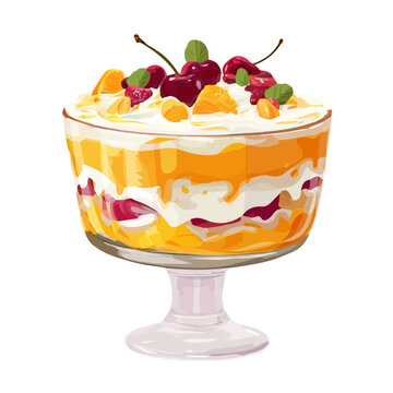 Trifle, 2D flat vector illustration in icon style, isolated on a white background