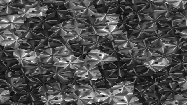 Abstract geometric pattern with interlocking metallic triangular shapes