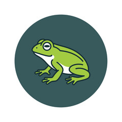 Fototapeta premium Green Frog Sitting on Circle Background.