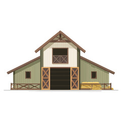 Minimalist 2D vector icon representation of a Livestock Barn, displayed on a pure white background © Alex