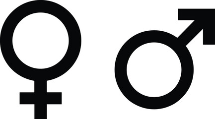 Black Female and Male Gender Symbols on White Background sign © MdMirajul