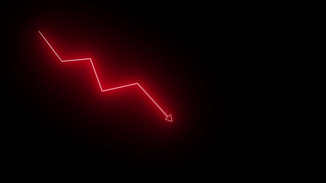 Abstract neon arrow growth , success concept. Profit growing icon animation. Growing business graph symbol .On black background.4 k video