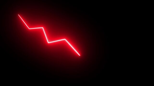Abstract neon arrow growth , success concept. Profit growing icon animation. Growing business graph symbol .On black background.4 k video
