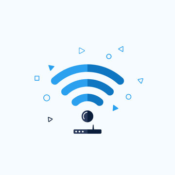 Wifi signal icon with router.