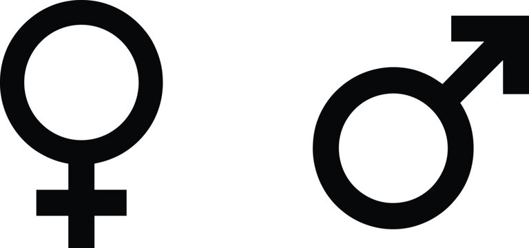 Female and Male Gender Symbols Side by Side on White Background female symbol male symbol