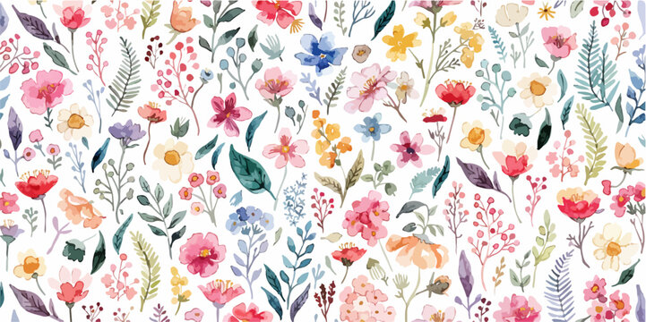 floral watercolor background featuring vibrant petals and lush botanical foliage details everywhere