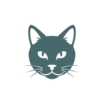 Dark green cat face illustration.