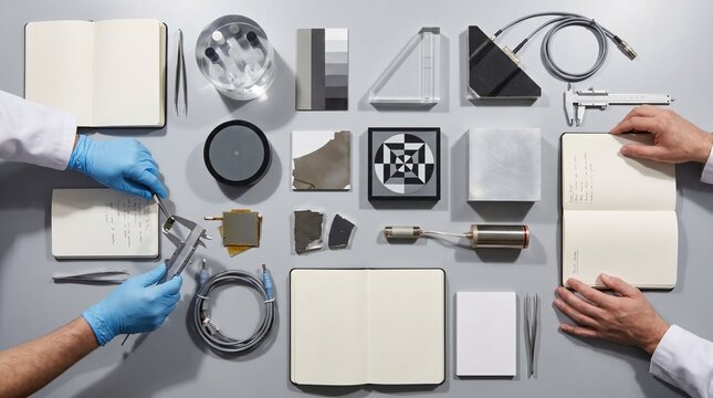 Top View Imaging Physics Workspace With Phantoms And Diagnostic Parts