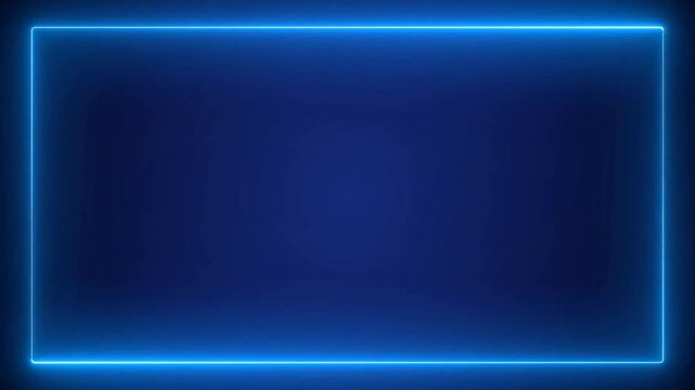Video motion abstract background with a glowing blue rectangular frame