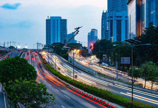 Long exposure photo in Pancoran, South Jakarta, Indonesia; at an evening.