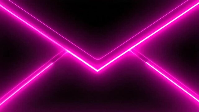 A glowing pink neon envelope icon on a dark background
