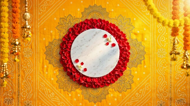 Vibrant Yellow Chunri Pattern Backdrop for Marketing Campaigns and Branding