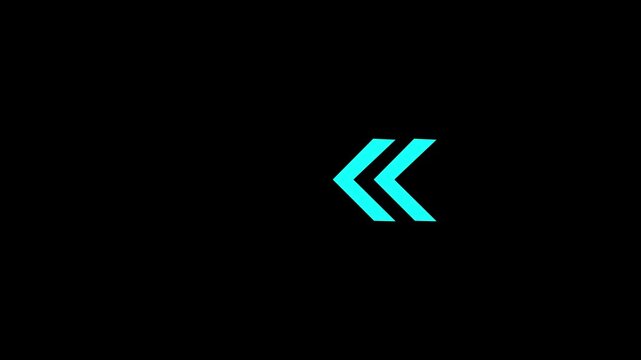 arrow icon concept animation right to left direction looping arrow loading and navigation symbol on black background 4 k video...