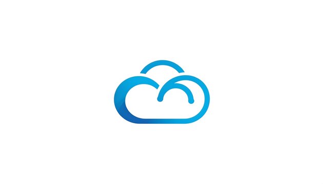 Minimalist blue cloud logo icon on white background for digital and technology applications
