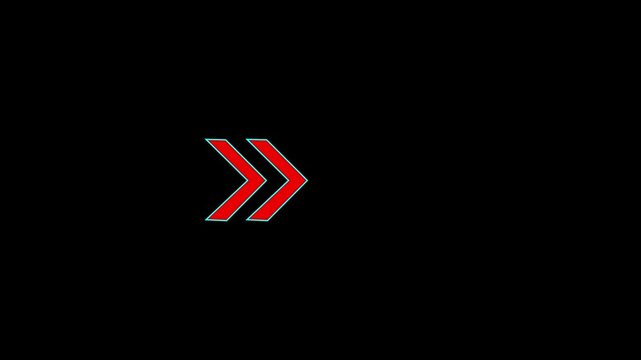 arrow icon concept animation right to left direction looping arrow loading and navigation symbol on black background 4 k video...