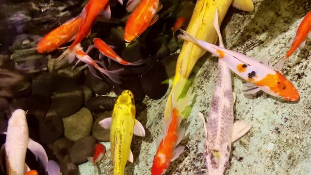 Koi Fish In Clear Garden Pond