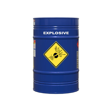 isolated explosive chemical barrel on white background