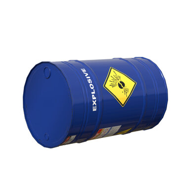 isolated explosive chemical barrel on white background