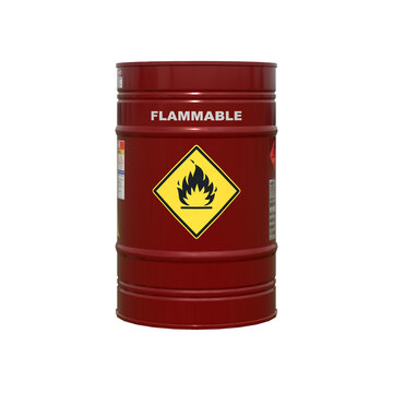 isolated flammable chemical barrel on white background
