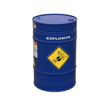 isolated explosive chemical barrel on white background