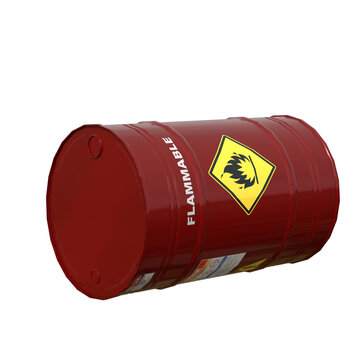 isolated flammable chemical barrel on white background