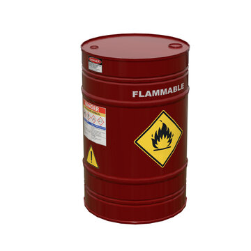 isolated flammable chemical barrel on white background