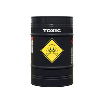 isolated toxic chemical barrel on white background