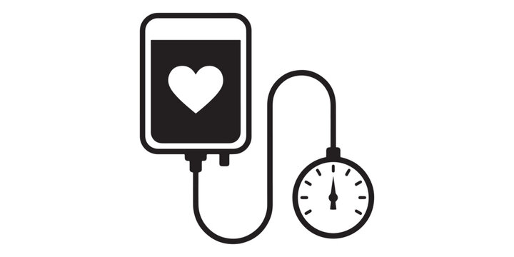 Blood pressure monitor icon with heart symbol