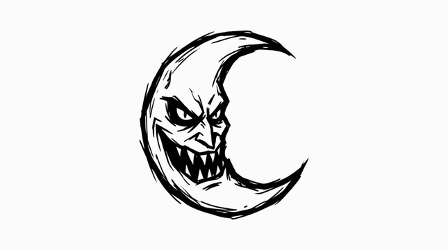A menacing moon face with sharp teeth.