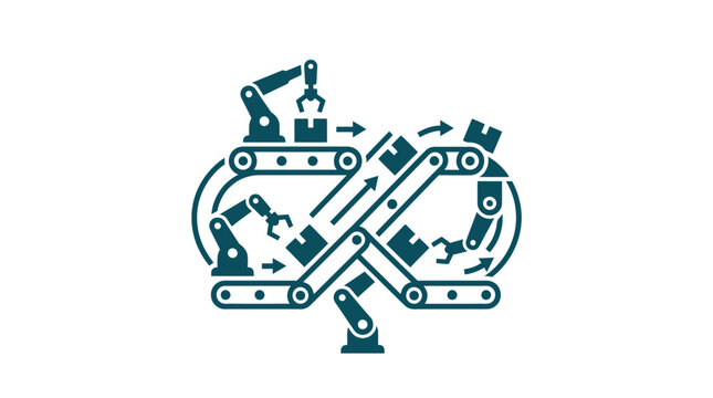 Industrial robotic arms in brain shape.