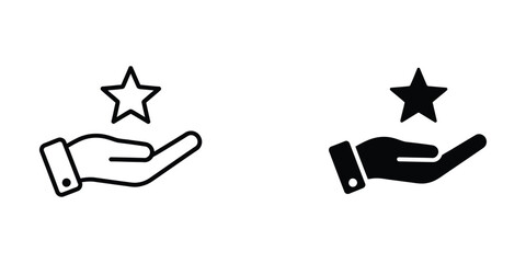 Fototapeta premium Hand holding a star icon set representing customer service excellence and quality rating