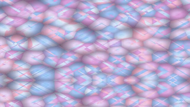 Abstract blue and pink bubbles with grid overlay in animation