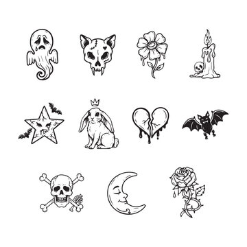 Cute Alternative Tattoo Icon Set