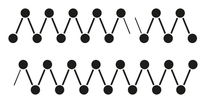 Abstract geometric pattern featuring two rows of connected black dots forming a zigzag line on a white background