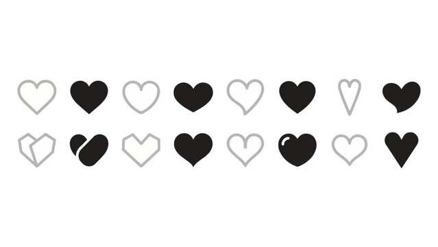 Heart Shape Icon Variations - 16 Styles  Love Symbol Vector Pack
