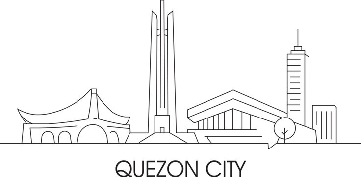 Minimalist line art of Quezon City skyline