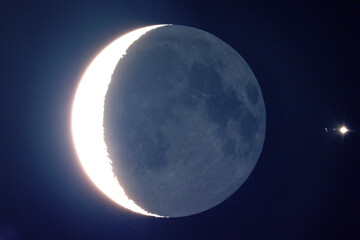 月、地球照、木星、ガリレオ衛星 © H/W