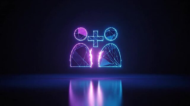 Digital glowing network icons representing connection and addition