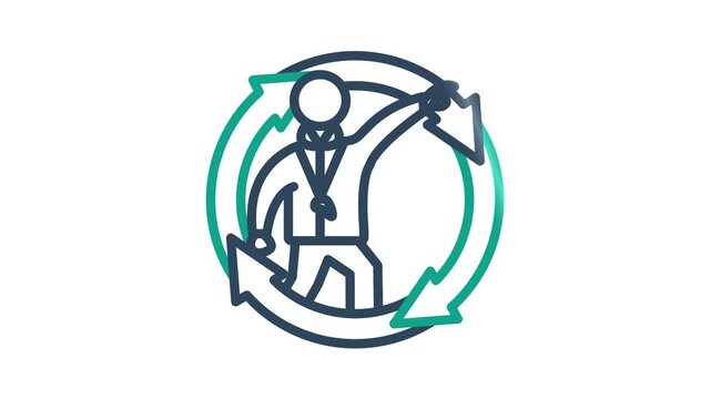 Continuous learning icon animation. Animation related to coaching. Suitable for user interface, provide visual feedback and more. Alpha channel, transparent background