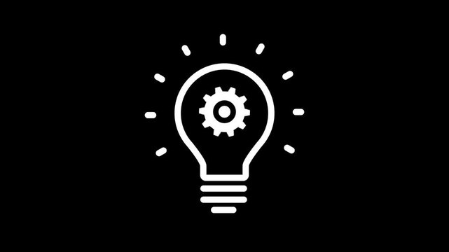 
Light bulb with rotating gears icon animation. Idea, energy, team work, thinking concept for representing innovation and creative. light bulb icon with rotating gear. 4k video