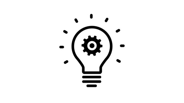 
Light bulb with rotating gears icon animation. Idea, energy, team work, thinking concept for representing innovation and creative. light bulb icon with rotating gear. 4k video