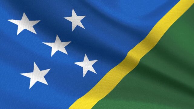 Seamless 3D video of the Solomon Islands flag fluttering in the wind looping