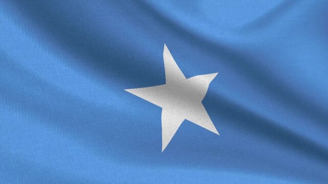 Seamless 3D video of the Somalia flag fluttering in the wind looping