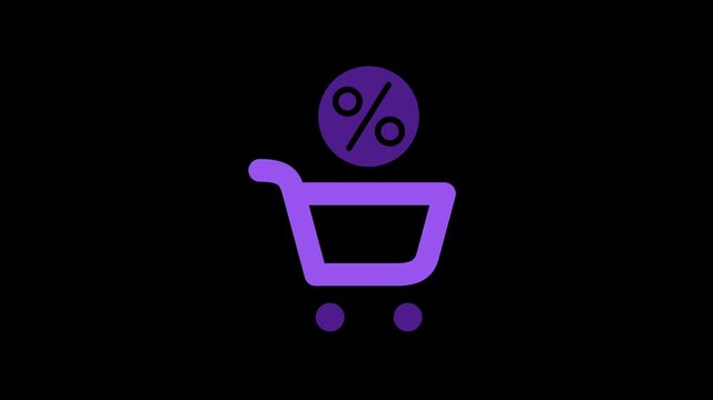 Shopping Cart Icon Discount Percentage Animated Icon