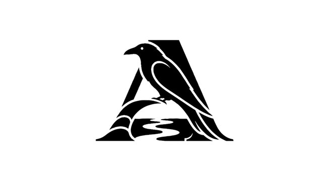 Black bird silhouette inside letter A design.