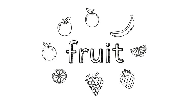 Fresh Fruit Icon Collection Illustration.