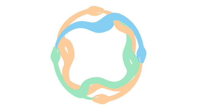 Ouroboros Symbol of Four Pastel Snakes Biting Tails in Circular Loop
